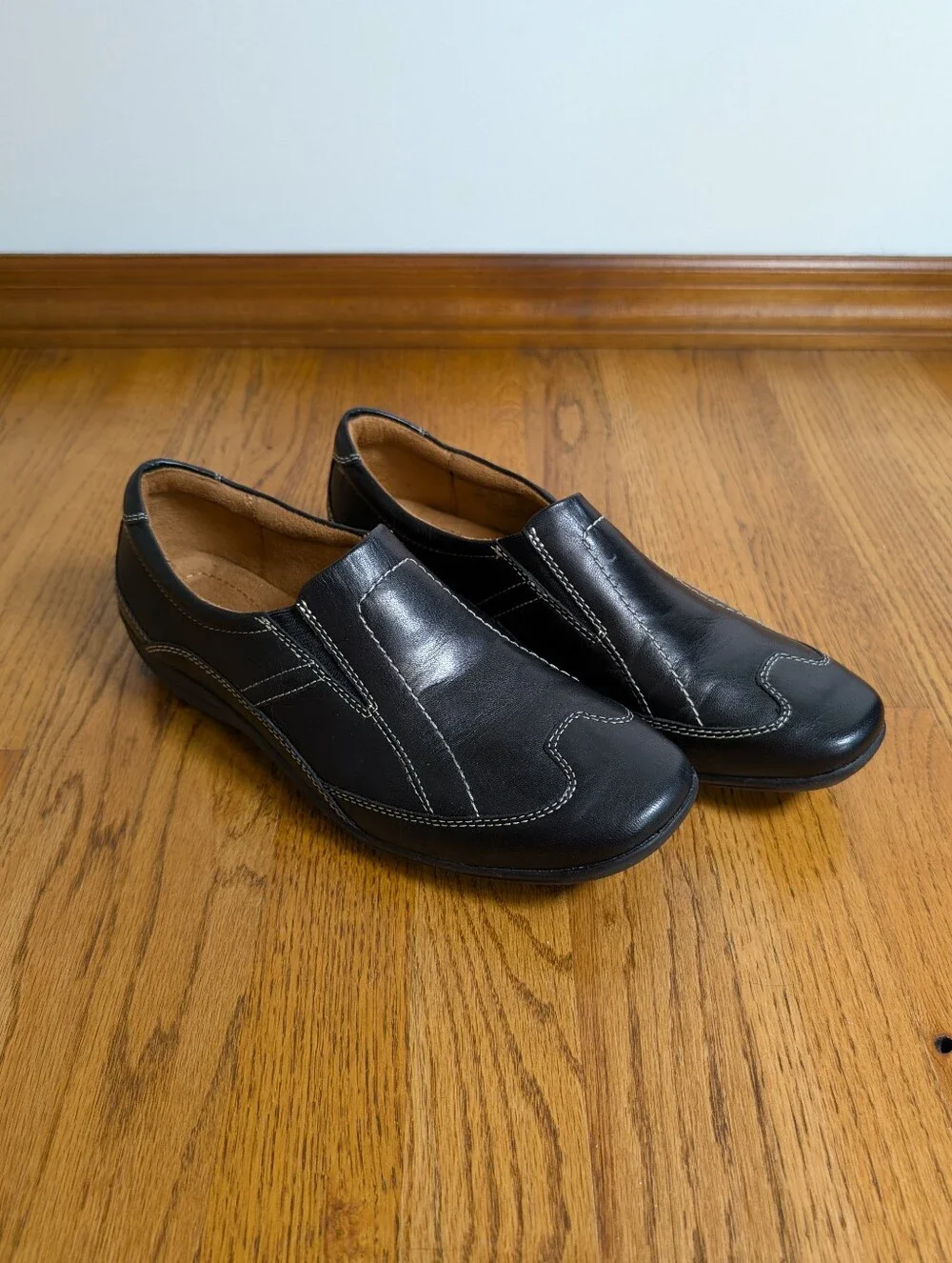 Natural Soul Naturalizer Black Leather Slip On Comfort Loafers Women’s 10M